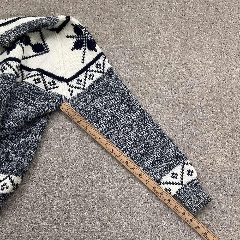 National Sweater Mens L Navy White Geometric Nordic Fair Isle Ski Acrylic VTG‎